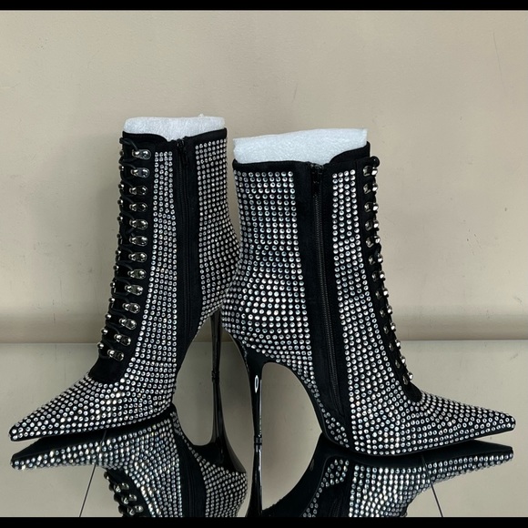 Jeffrey Campbell Rhinestone Suede Heeled Bootie - Picture 8 of 12